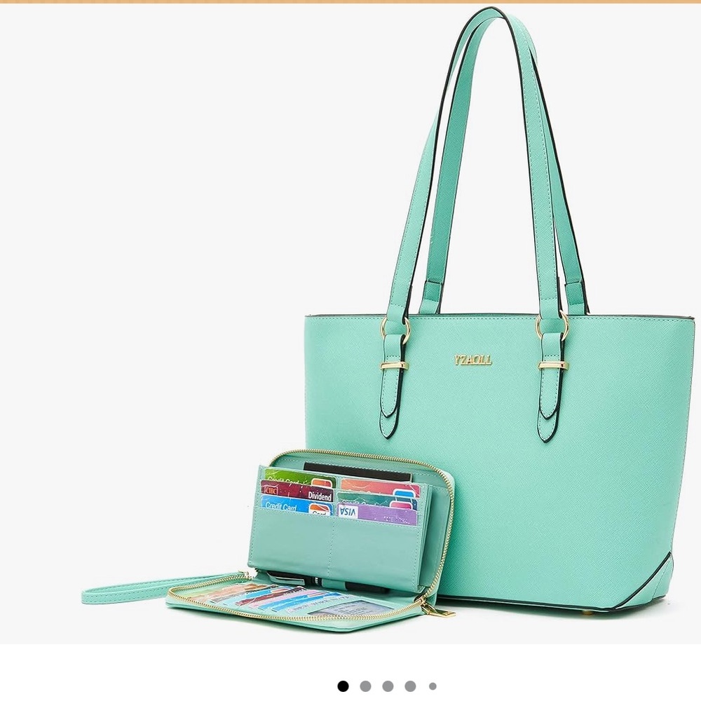 Mint Green Tote Bag with Wallet